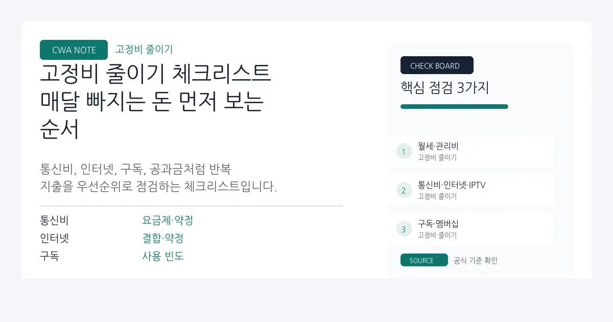 고정비 줄이기 점검을 위한 설명 이미지