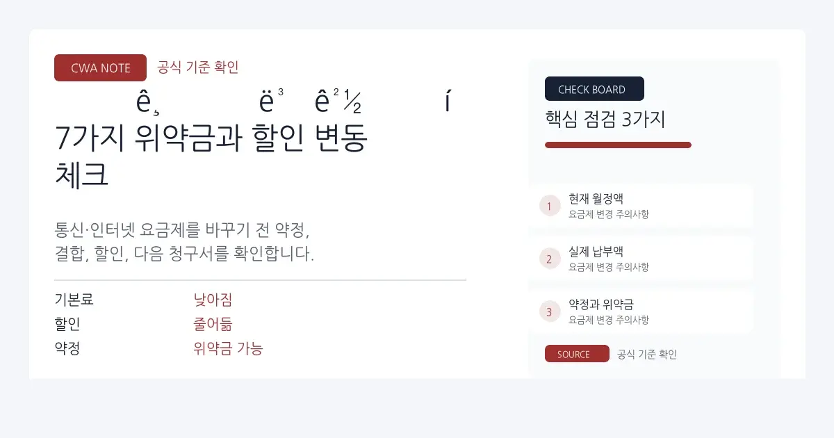 요금제 변경 전 확인할 7가지 | 위약금과 할인 변동 체크 대표 이미지