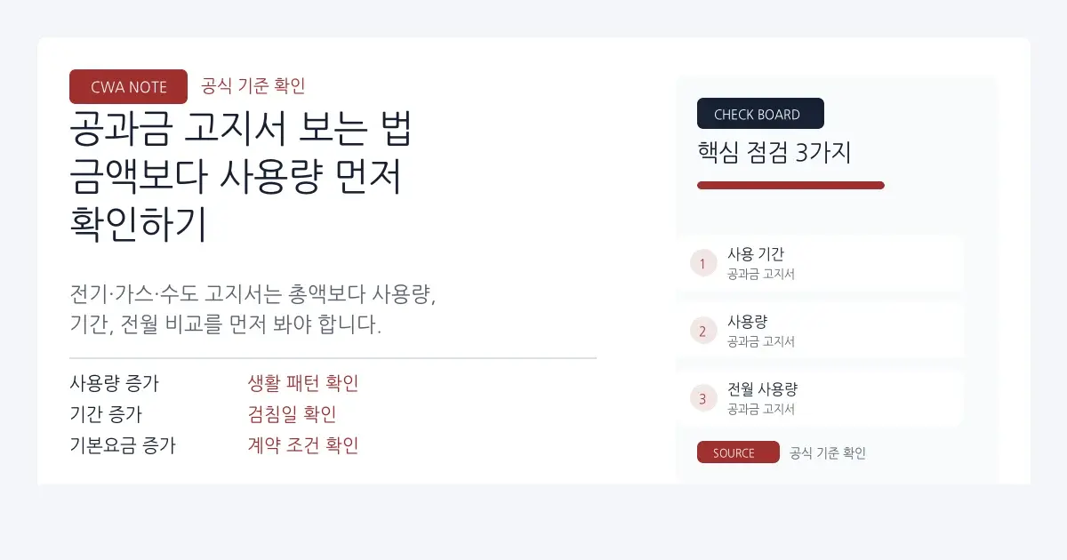 공과금 고지서 보는 법 | 금액보다 사용량 먼저 확인하기 대표 이미지